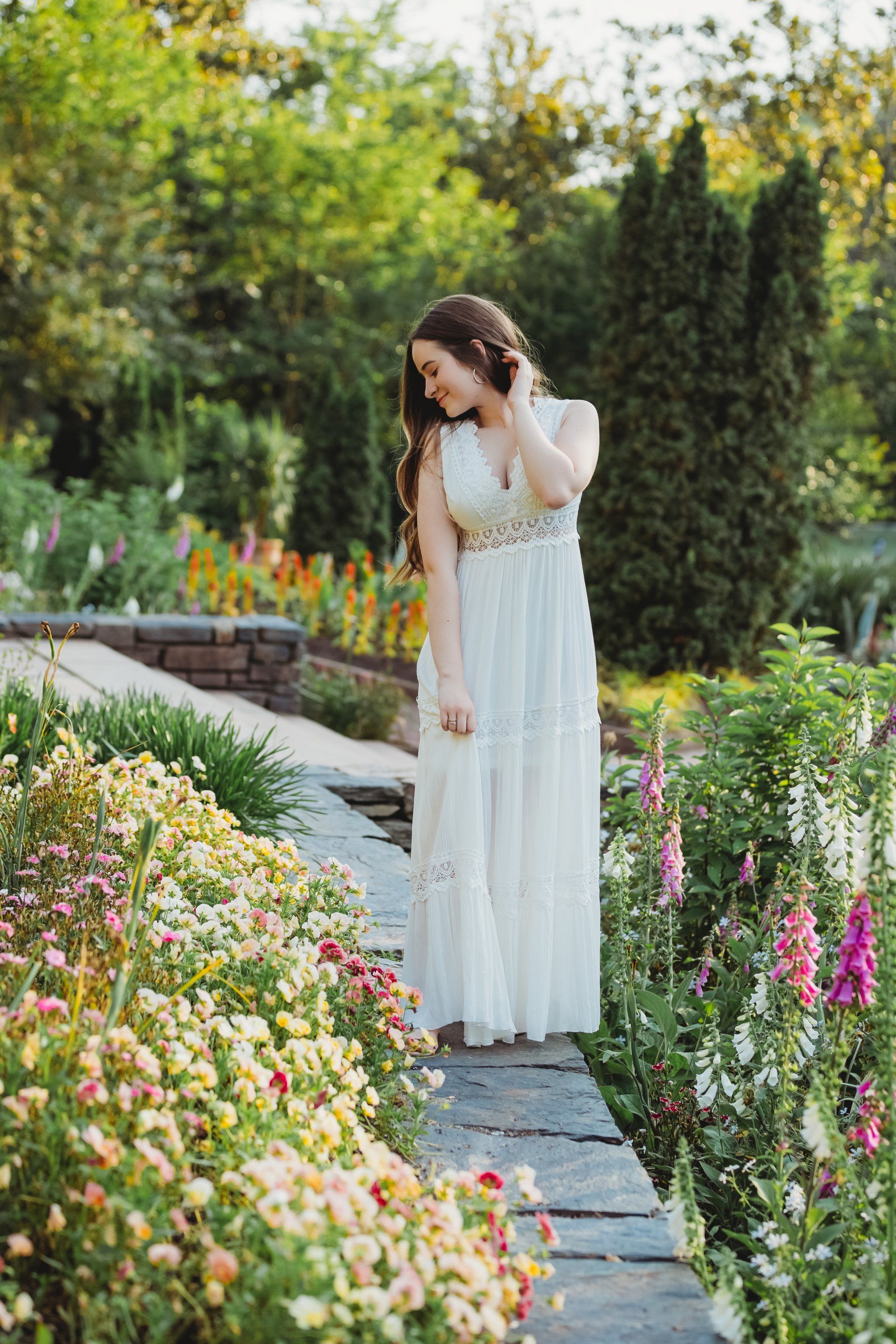 High school senior portrait session at Duke Gardens in Durham, North Carolina
