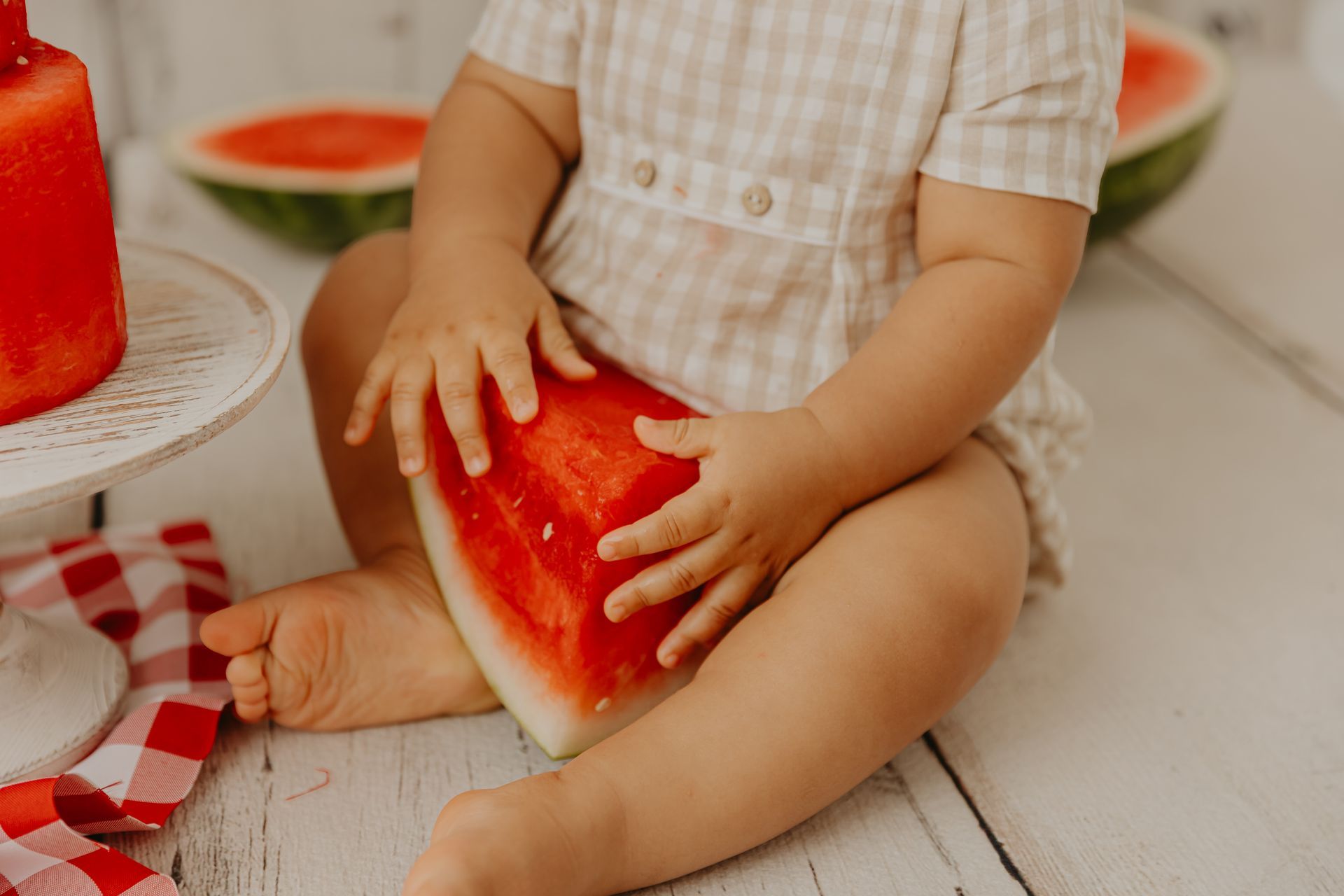 Watermelon smash cake session for baby boy in Raleigh NC studio | Luciana Galucci Photography