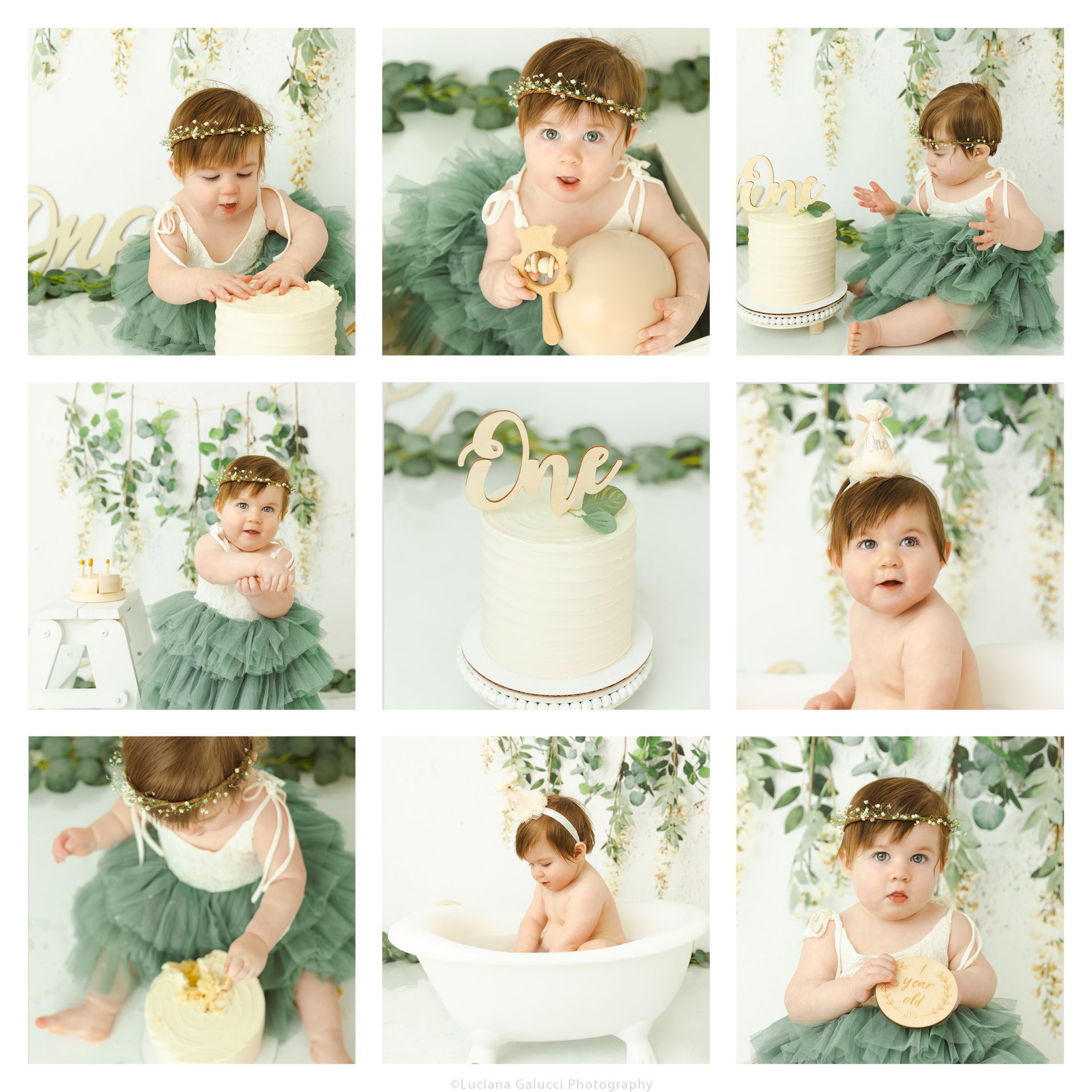 Greenery Floral Garland Cake Smash Themed Session by Luciana Galucci Photography