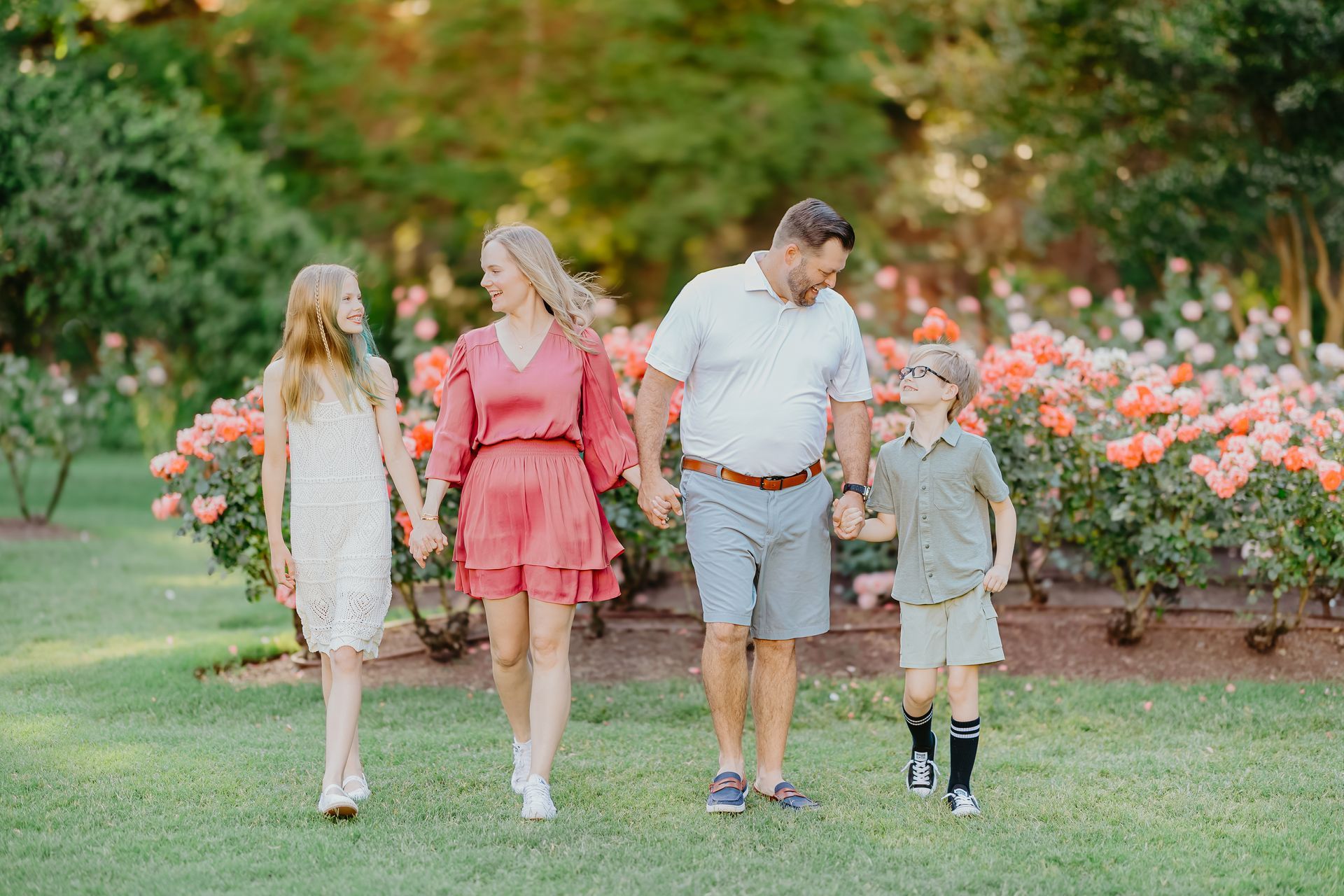 Summer Family Portrait at the Raleigh Rose Garden, NC