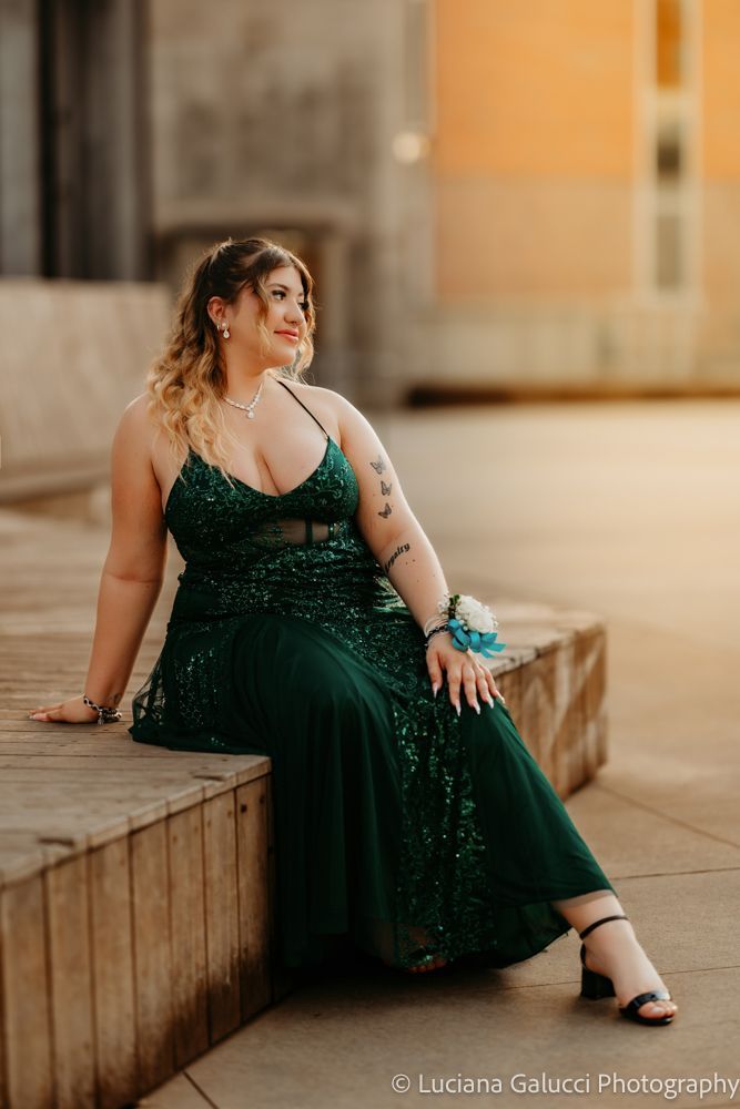 High school prom portraits in downtown Raleigh featuring elegant styling and natural light
