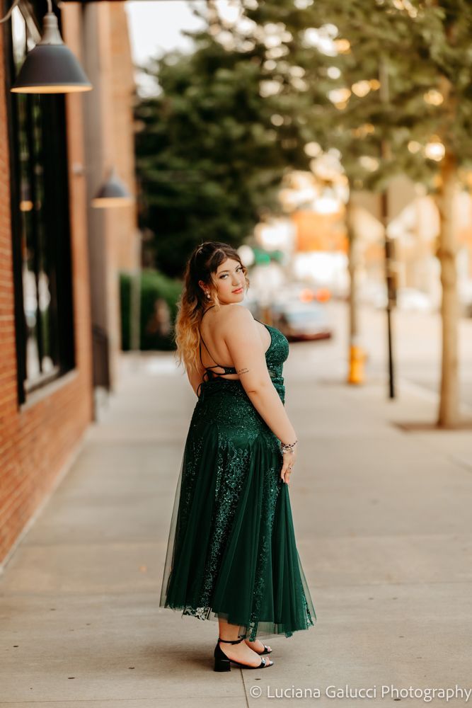 High school prom portraits in downtown Raleigh featuring elegant styling and natural light
