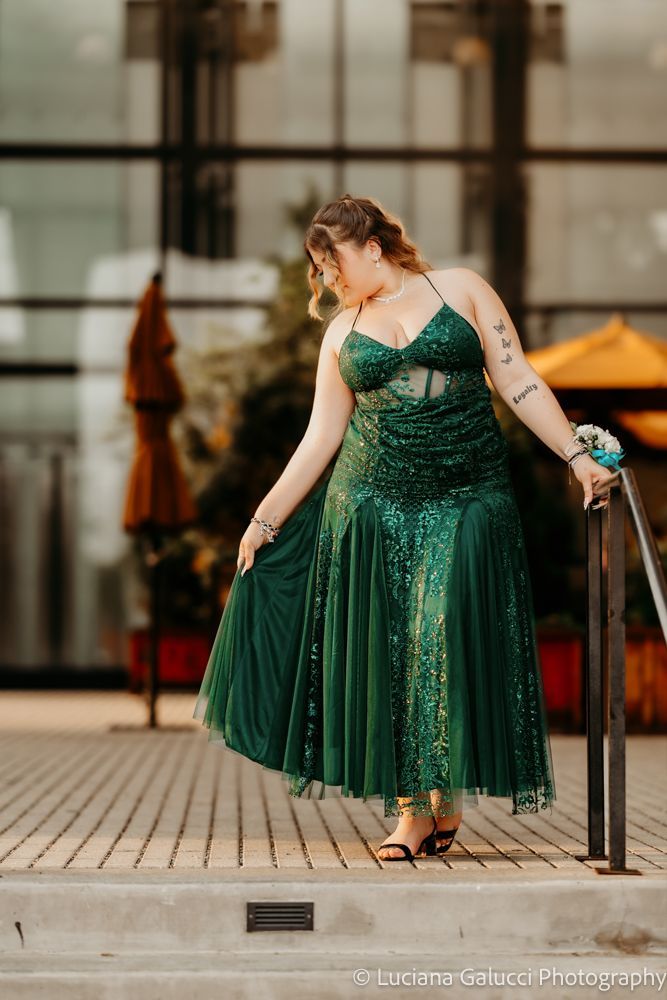 High school prom portraits in downtown Raleigh featuring elegant styling and natural light
