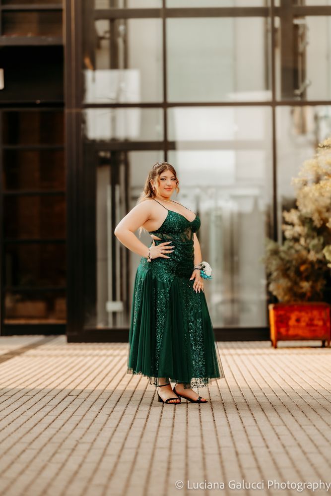 High school prom portraits in downtown Raleigh featuring elegant styling and natural light
