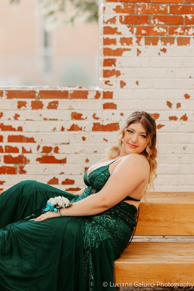 High school prom portraits in downtown Raleigh featuring elegant styling and natural light
