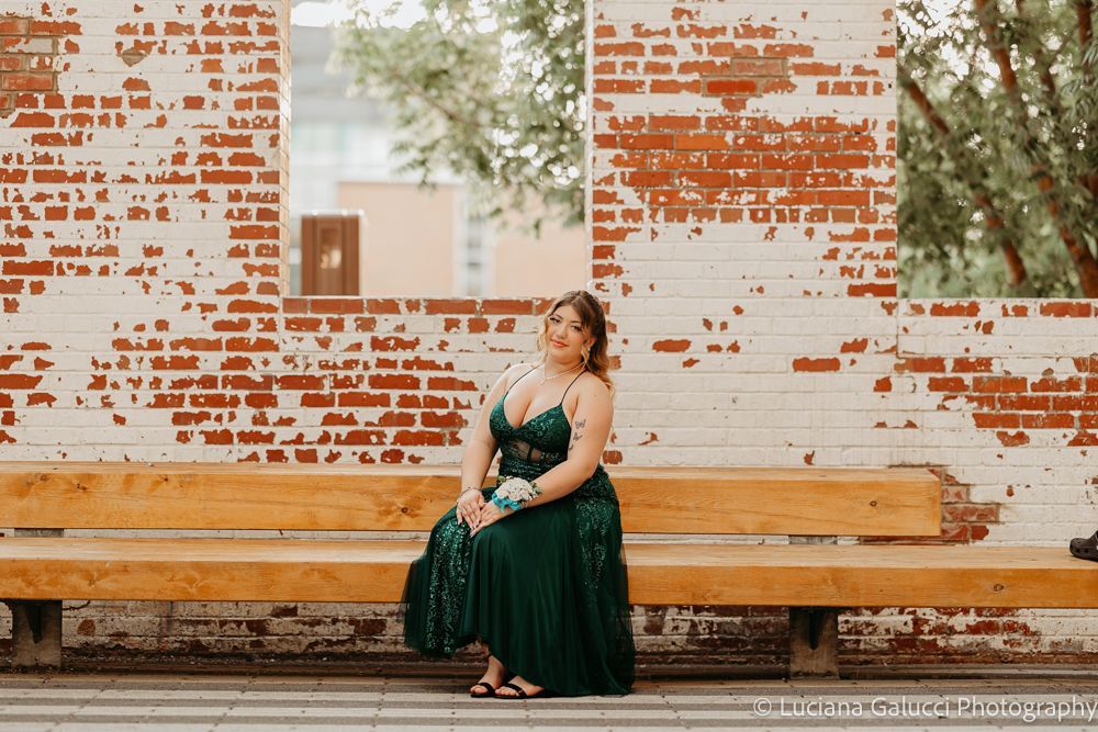 High school prom portraits in downtown Raleigh featuring elegant styling and natural light
