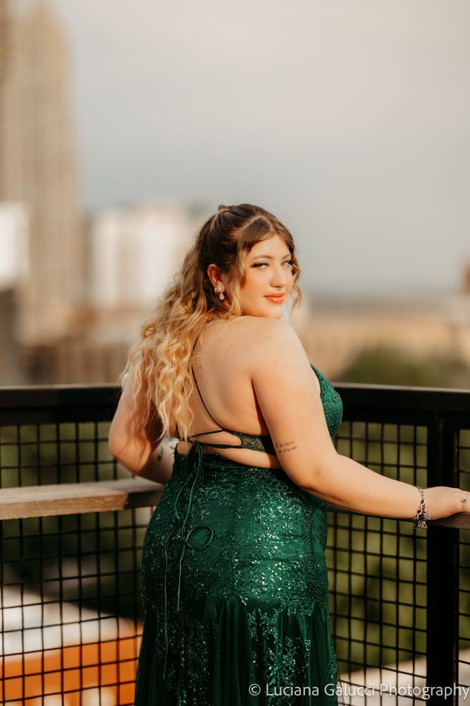 High school prom portraits in downtown Raleigh featuring elegant styling and natural light
