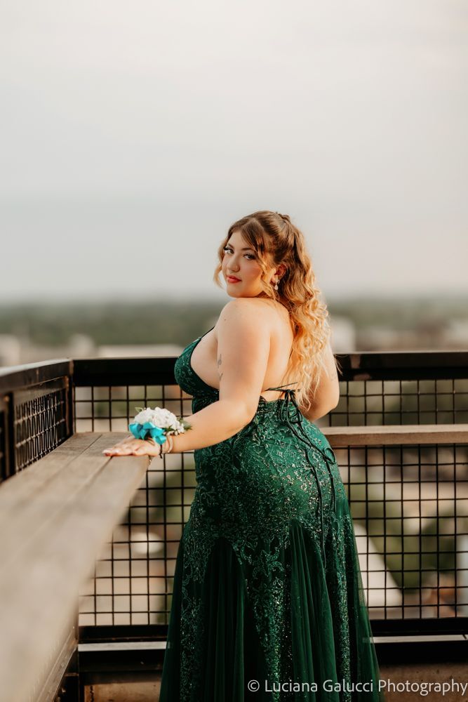 High school prom portraits in downtown Raleigh featuring elegant styling and natural light
