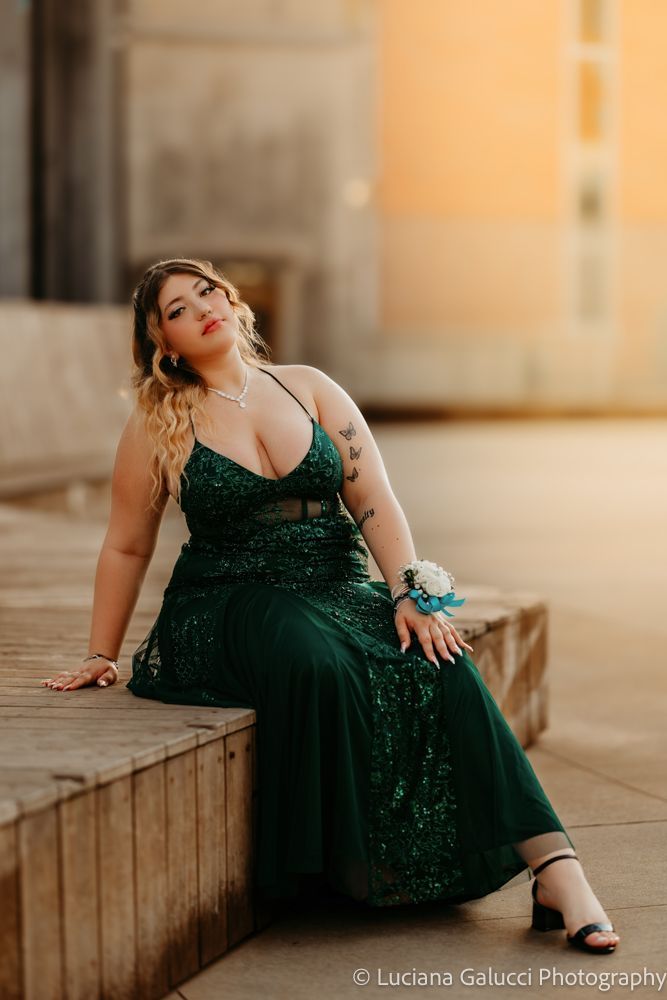 High school prom portraits in downtown Raleigh featuring elegant styling and natural light
