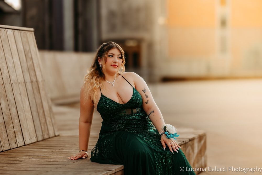 High school prom portraits in downtown Raleigh featuring elegant styling and natural light
