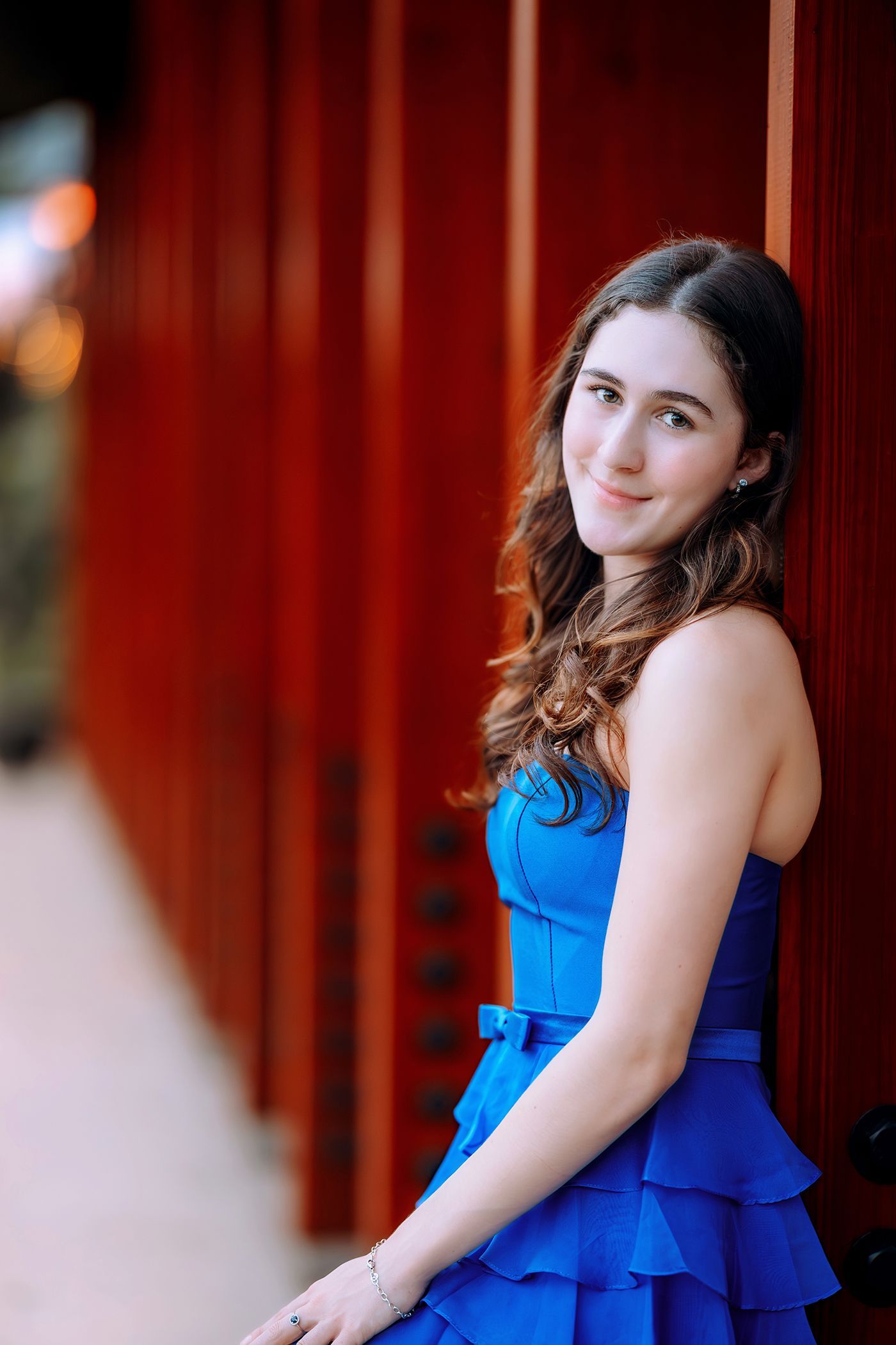High school senior portrait at Cary Downtown Park during golden hour in Cary, North Carolina
