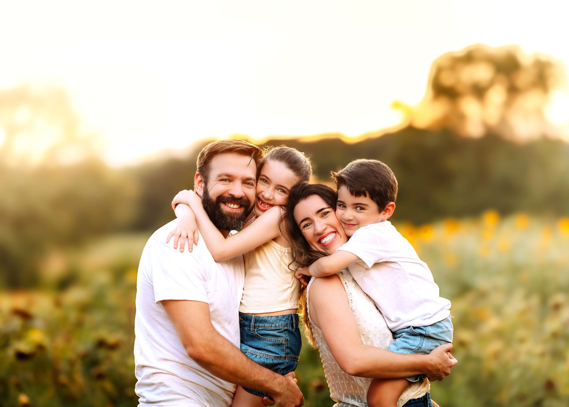 Family portraits at the Raleigh Rose Garden