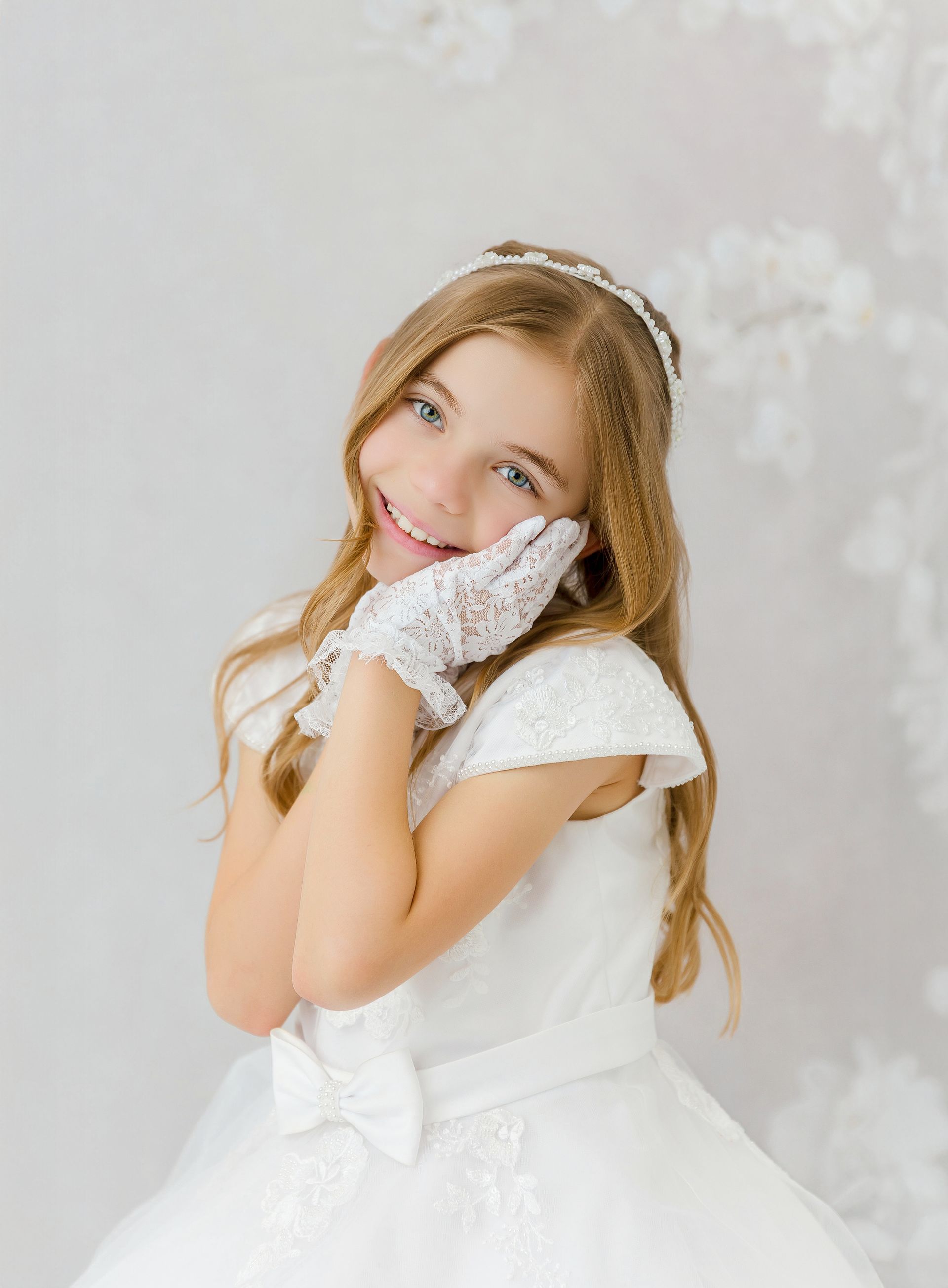 first communion photography session cary nc girl prayer portrait