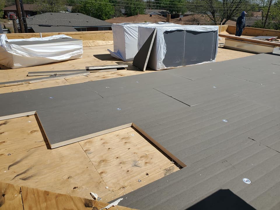 Worker Doing Roof Installation — Lubbock, TX — J-Steel Construction, LLC