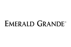 A black and white logo for emerald grande on a white background.