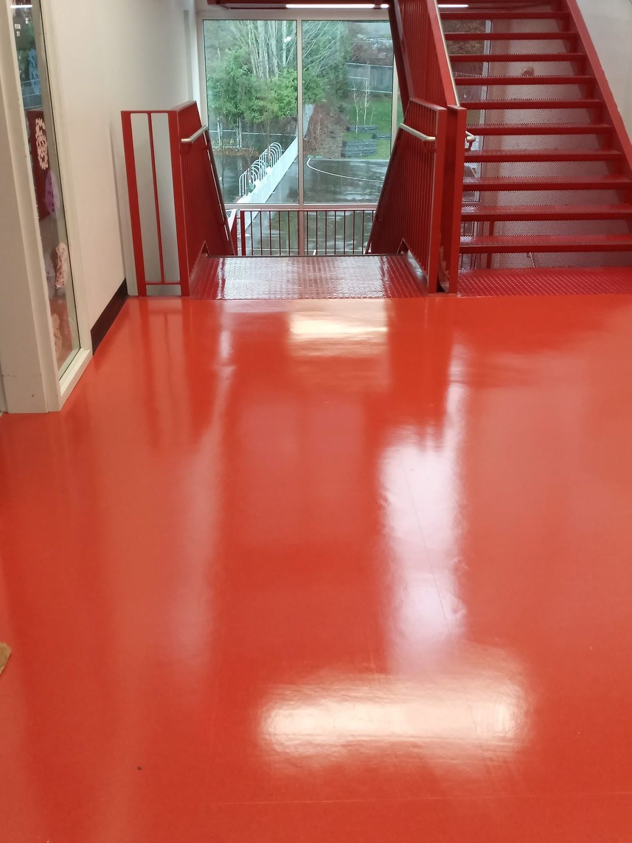 A close up of a tiled floor in a bathroom.