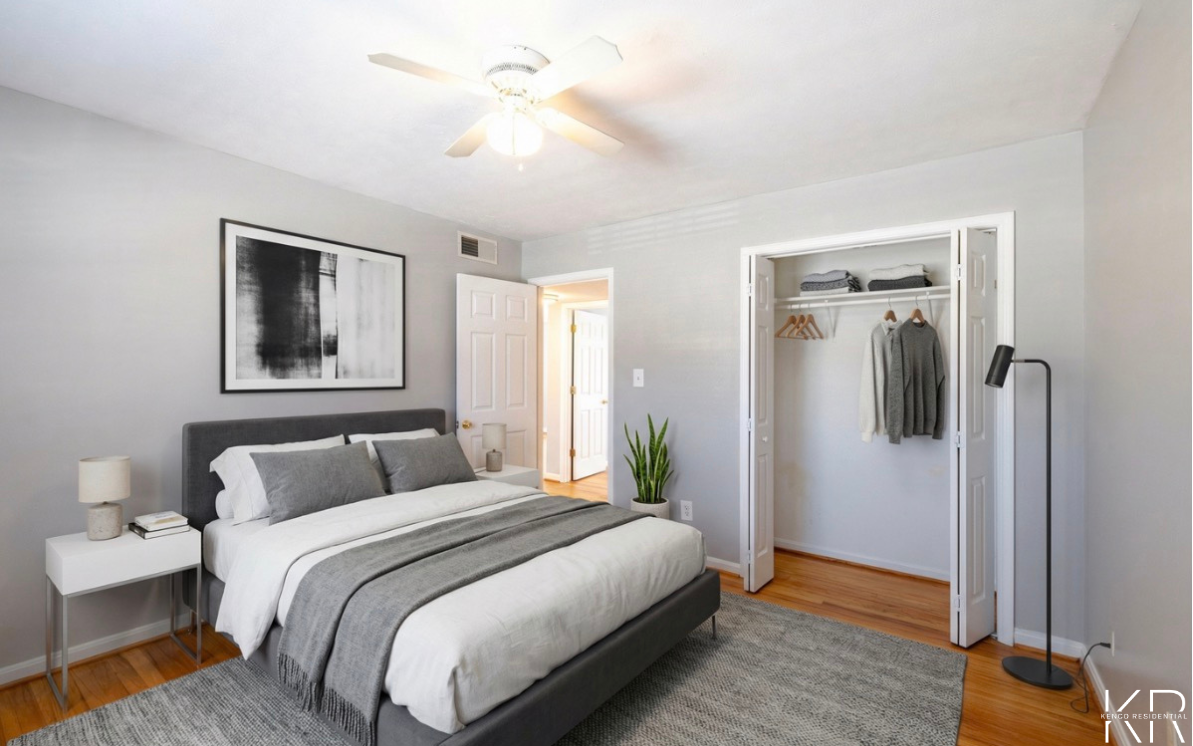 Spacious bedroom at Peachtree Hills Court apartments in Buckhead