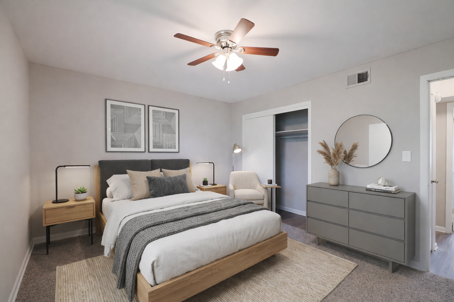 Spacious bedroom at KENCO Briarcliff apartments near Emory University