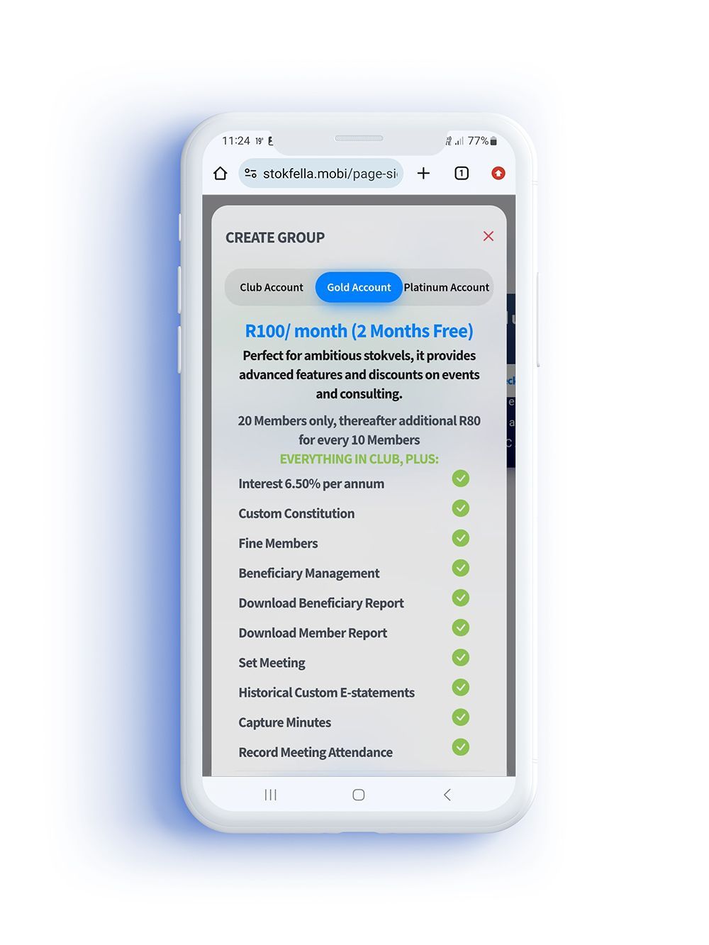 A white cell phone with a home page on it