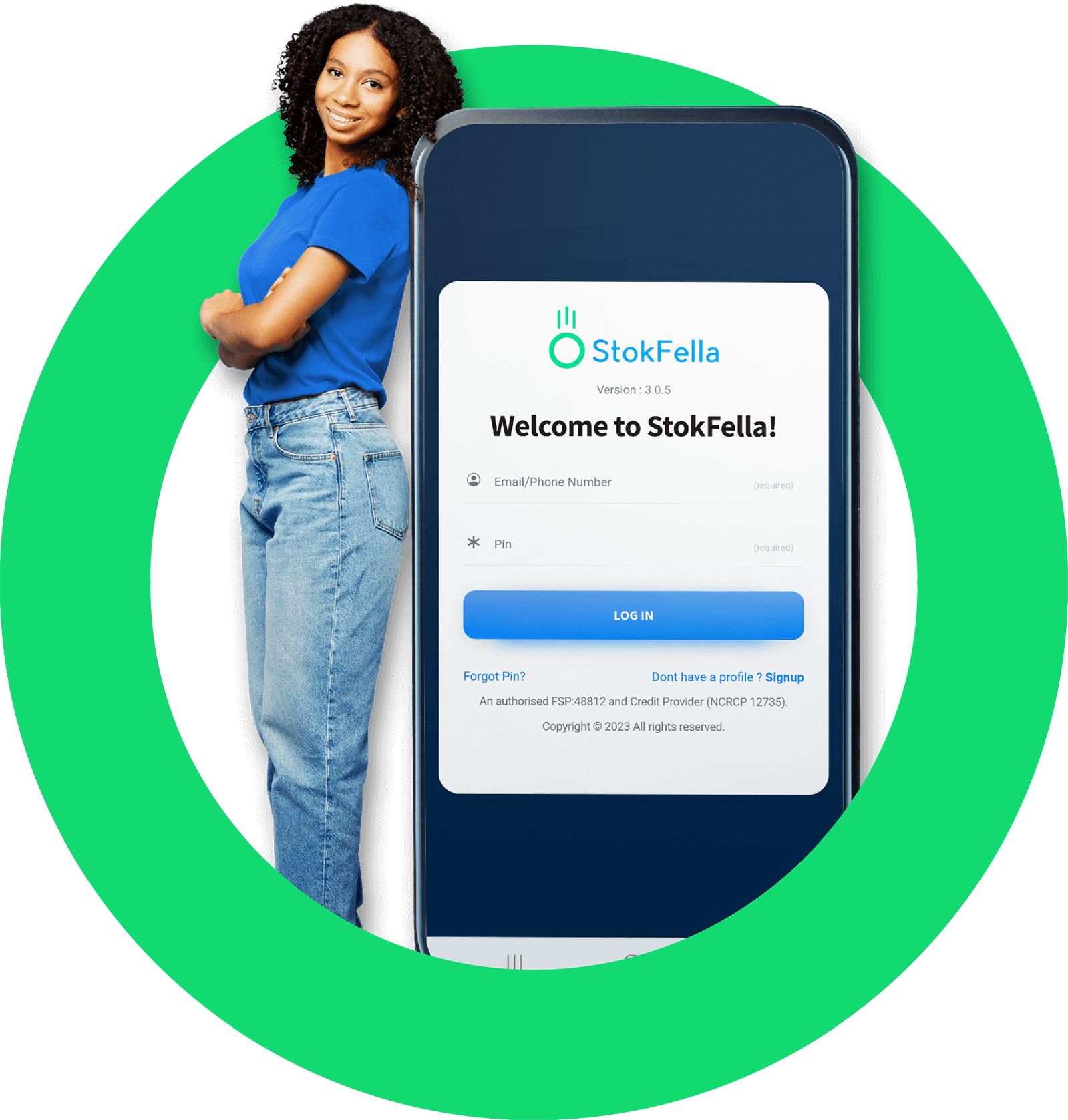 Two phones are sitting next to each other in a green circle.