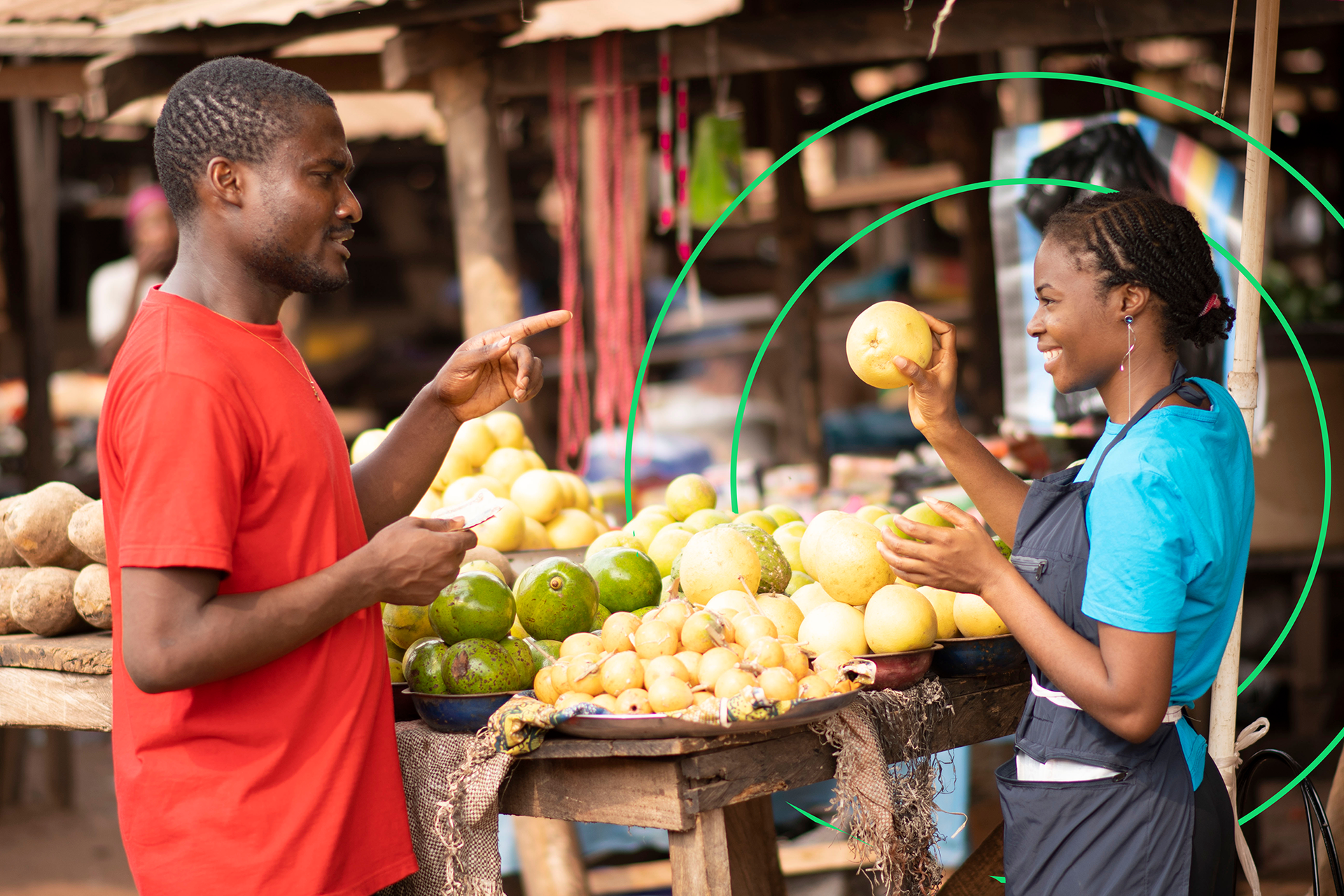 African woman selling vegetables at market