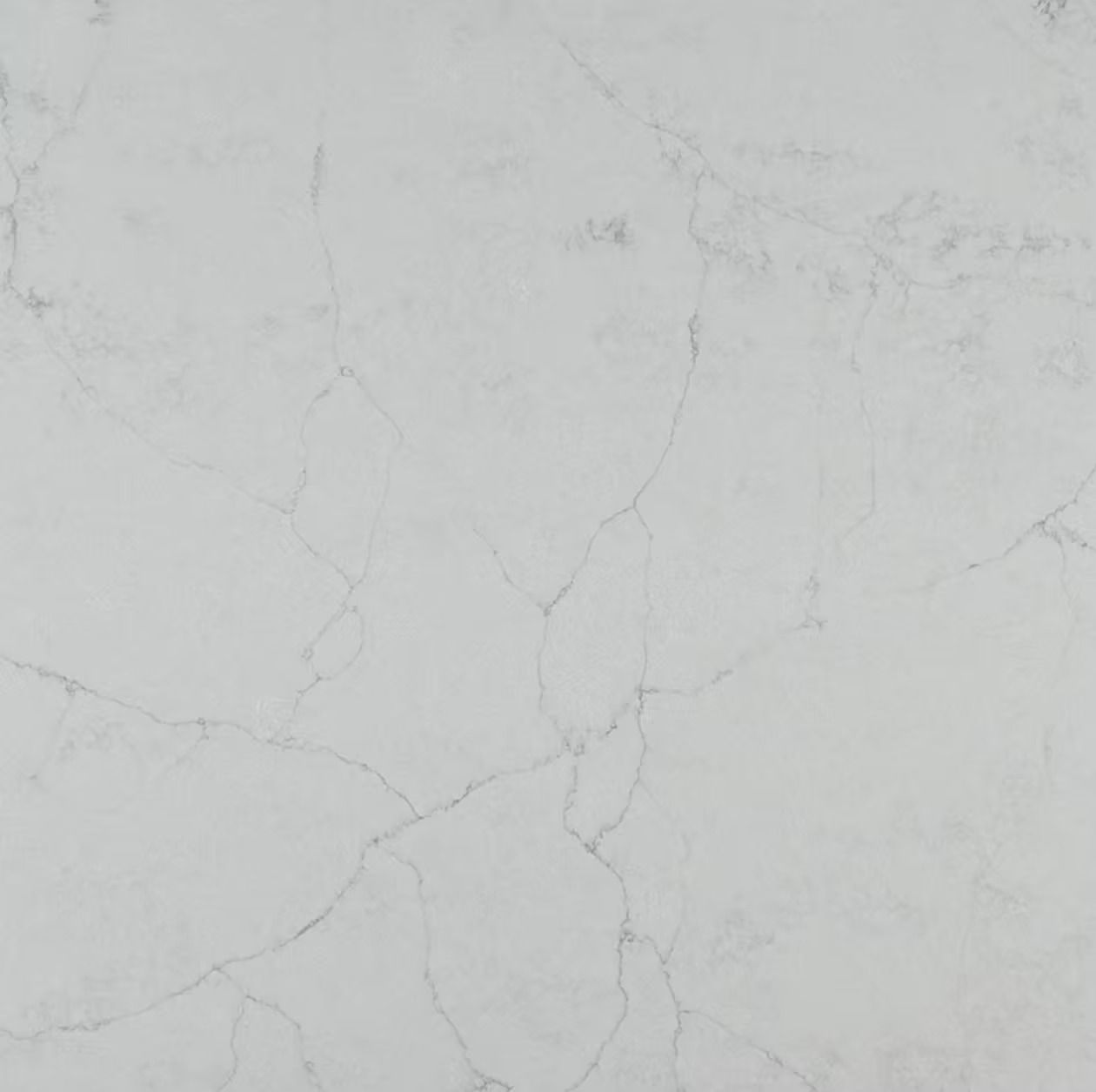 White marble countertop with gray veining.