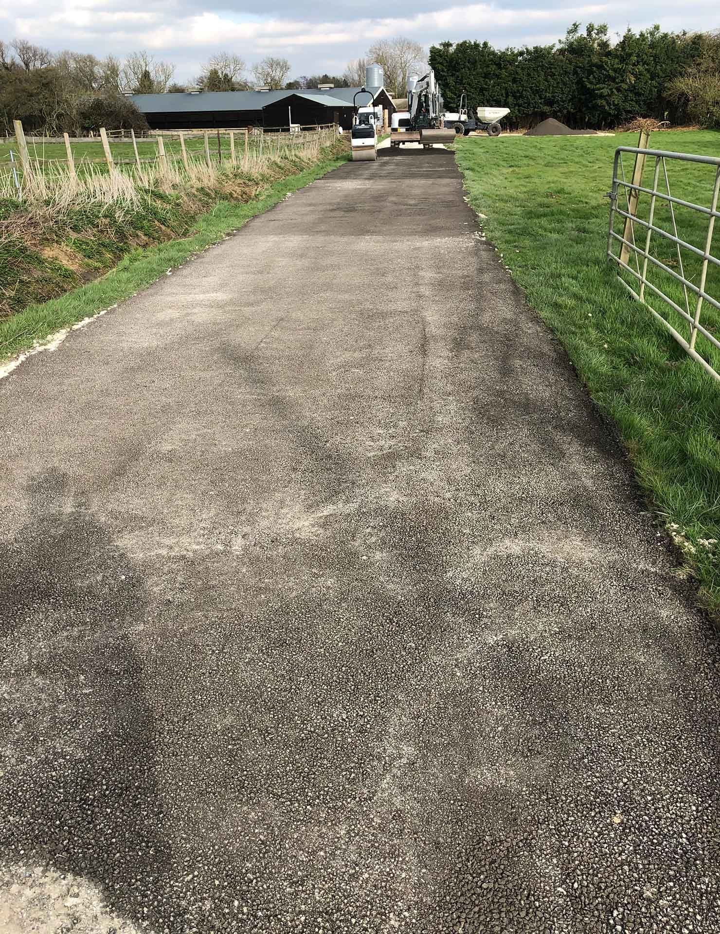 A gravel road created in a field using plant and operator from DHS Plant Hire