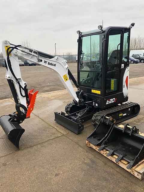 A new Bobcat mini excavator is delivered to site at DHS Plant Hire 