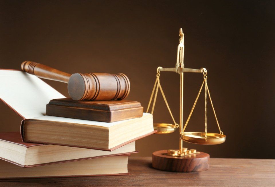 scale, gavel and books