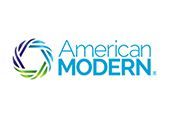 The american modern logo is blue and green with a circle in the middle.