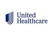 The logo for united healthcare is blue and white.