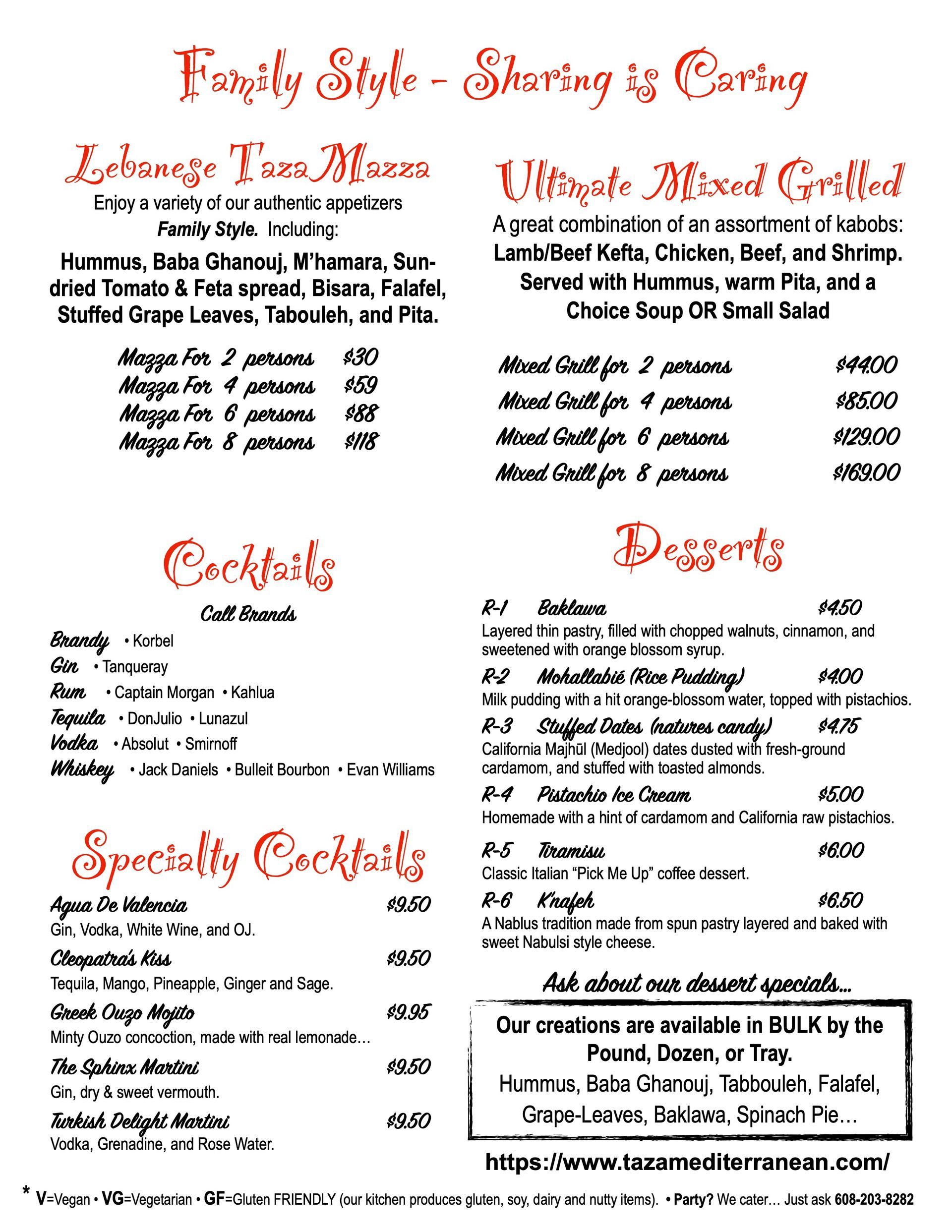 a menu for a restaurant shows a variety of food and drinks .