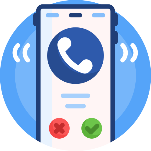 Incoming call on a smartphone with accept and decline buttons, shown on a blue background — Wee R Pumping In Glenorchy, TAS