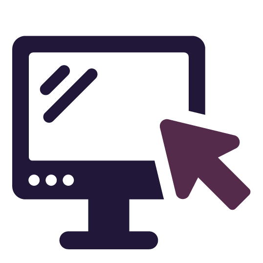 Computer screen with cursor pointing, purple and dark blue.