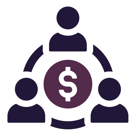 People surrounding a dollar sign, representing investment or financial collaboration.
