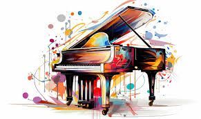 Painted baby grand piano