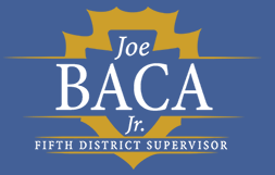 The logo for joe baca jr. fifth district supervisor