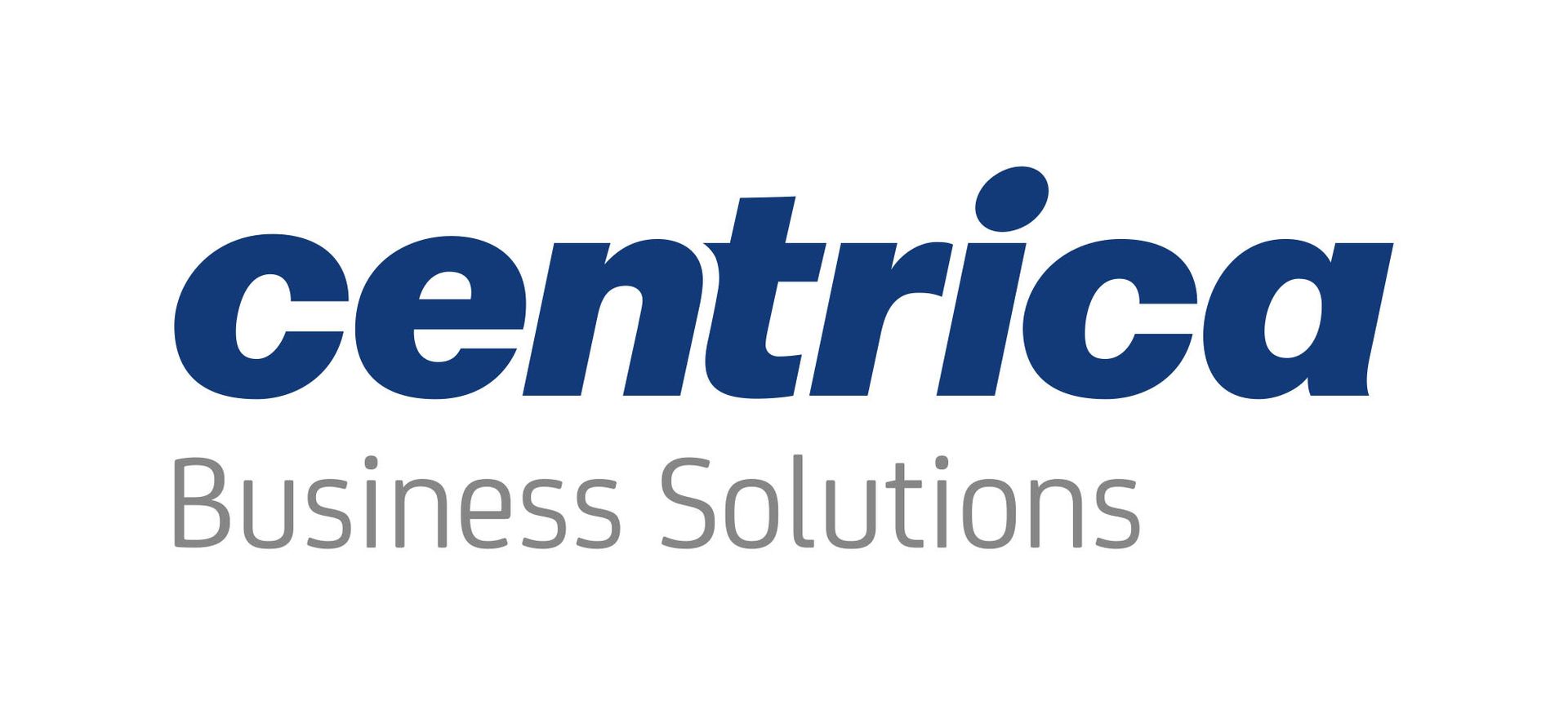 The logo for centra business solutions is blue and white.
