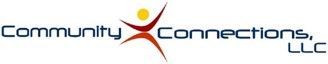 The logo for community connections llc has a person 's arm and a sun on it.