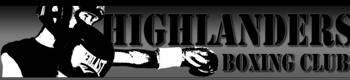 A black and white logo for the highlanders boxing club