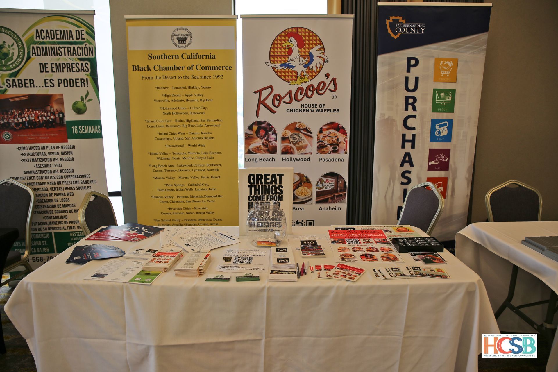 A table with a sign that says purchase on it