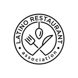 A black and white logo for a latino restaurant association.