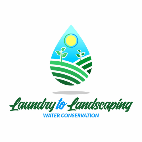 A logo for a company called laundry to landscaping water conservation.