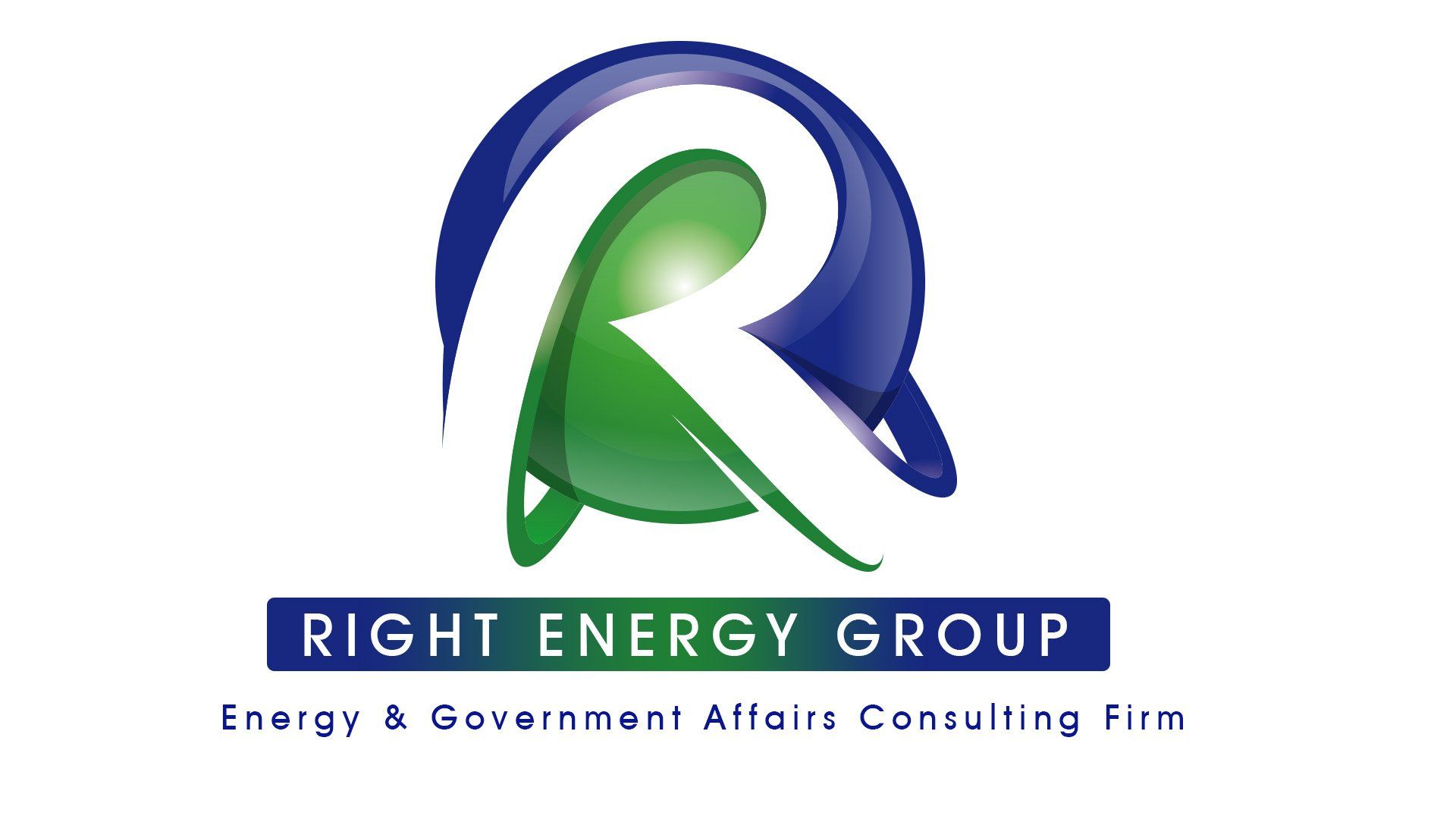 A blue and green logo for right energy group