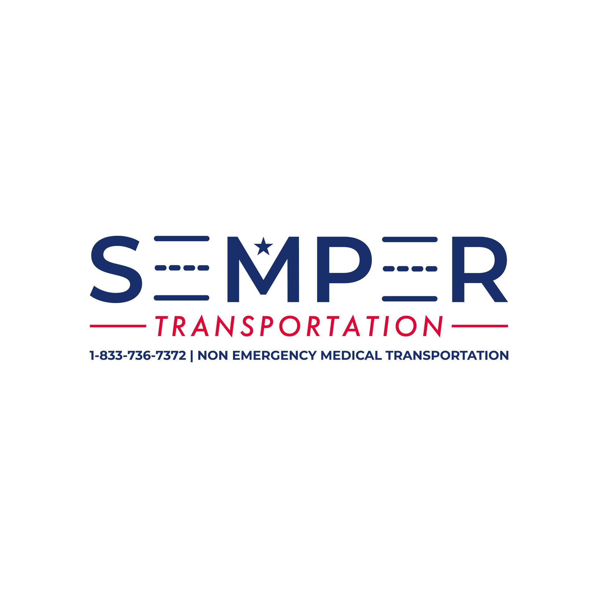 A logo for semper transportation , a non emergency medical transportation company.