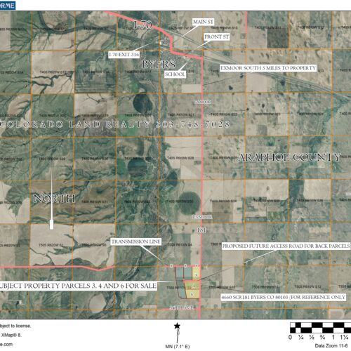 A map of a rural area with a lot of fields and roads