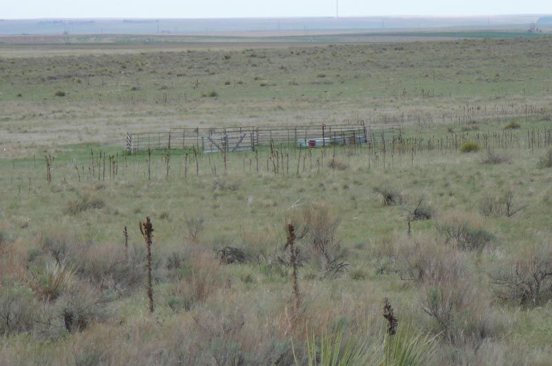 There is a fence in the middle of the field.