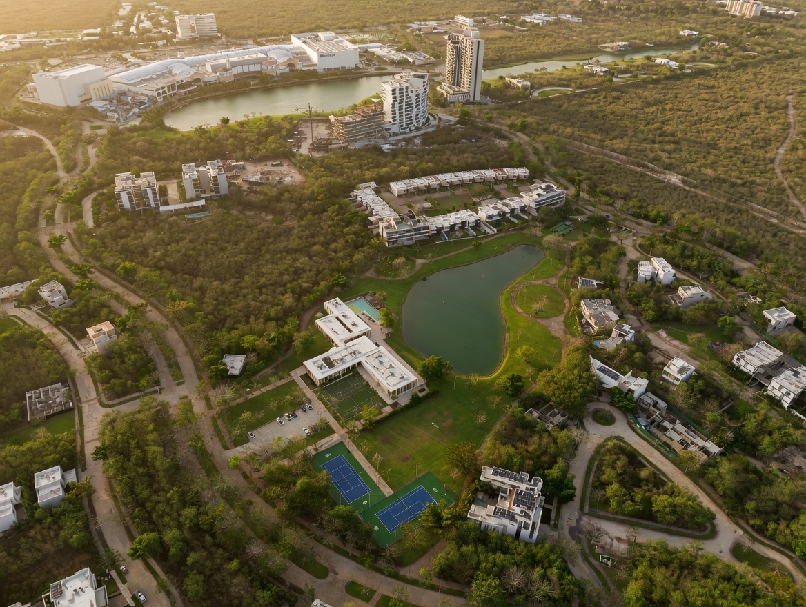 Vista aérea de Cabo Norte, desarrollo residencial consolidado al norte de Mérida