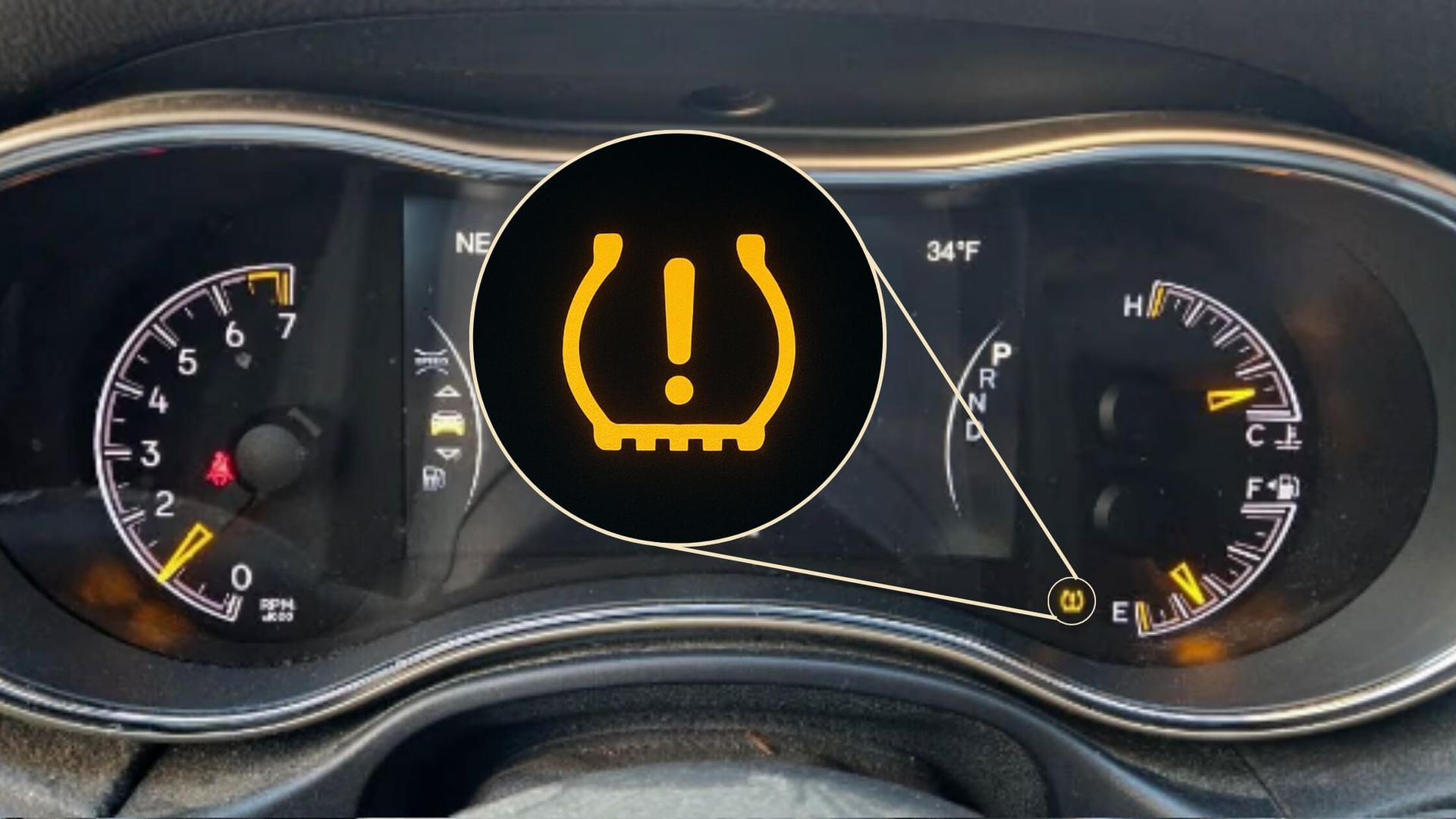 Flashing tire pressure light on driver's dashboard