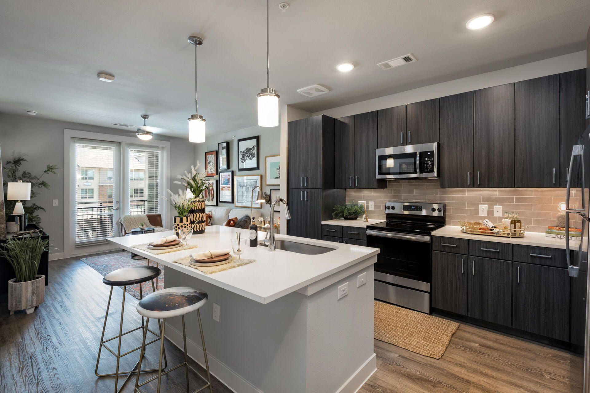 apartment kitchen area at Domain at Founders Parc.